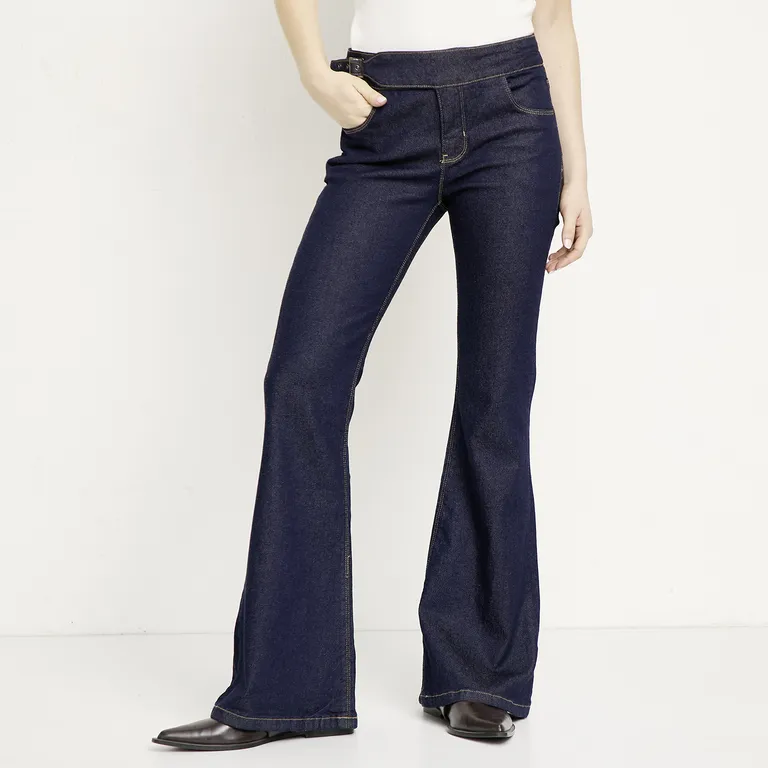 Jeans Flare Tiro Medio Mujer