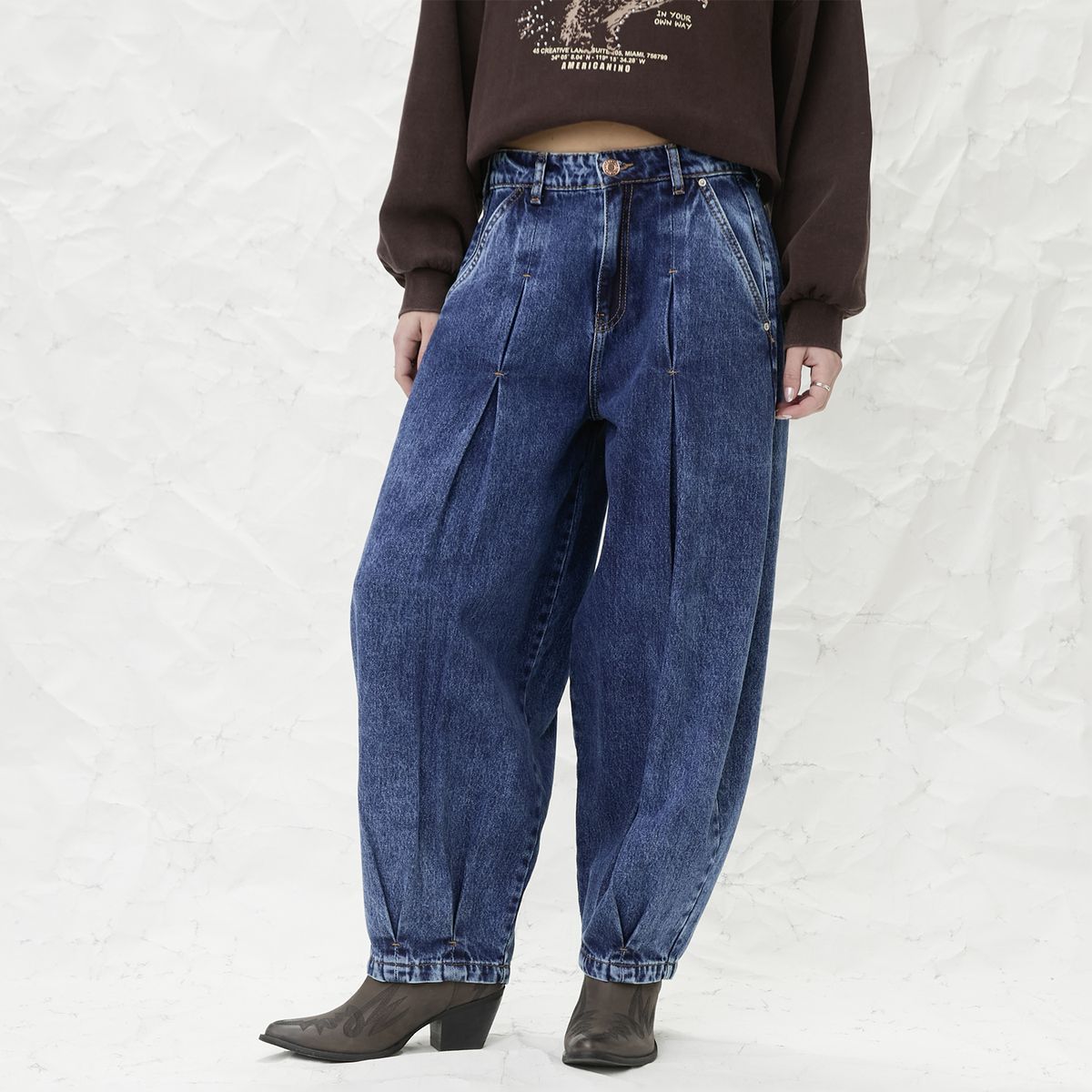 AMERICANINO - Jeans Balloon Tiro Medio Mujer Americanino