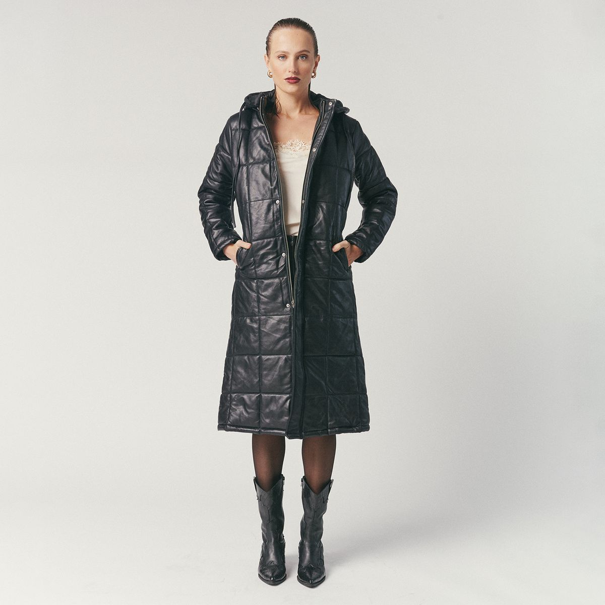 HER - Chaqueta Puffa Majesty 100% Cuero Mujer Her