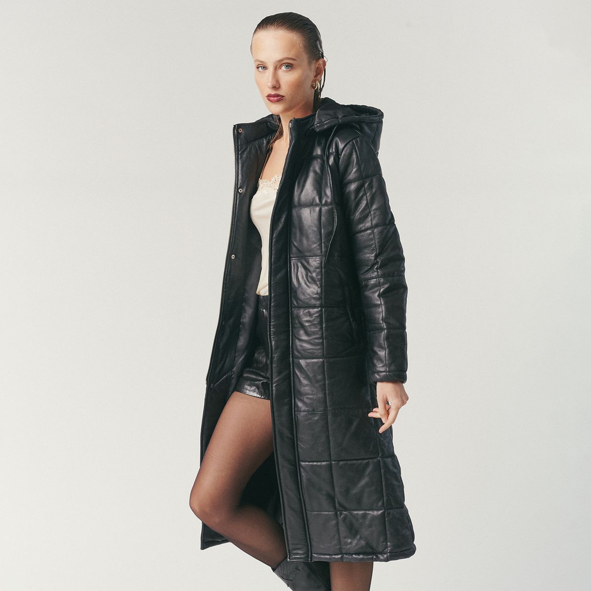 HER - Chaqueta Puffa Majesty 100% Cuero Mujer Her