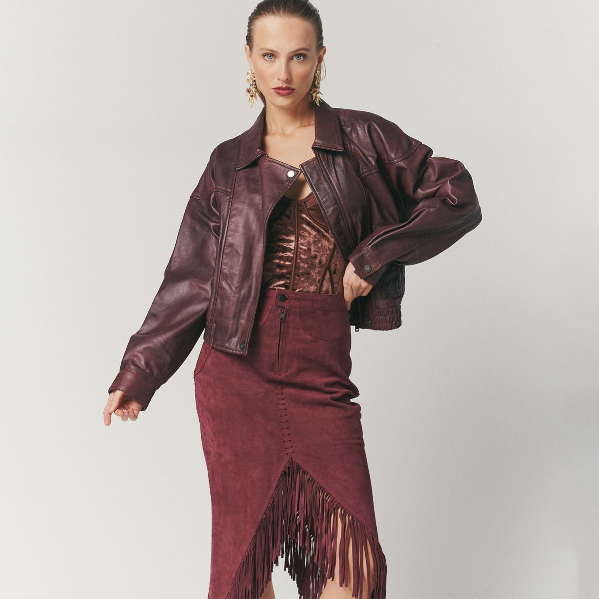 HER - Chaqueta Bomber 100% Cuero Mujer Her