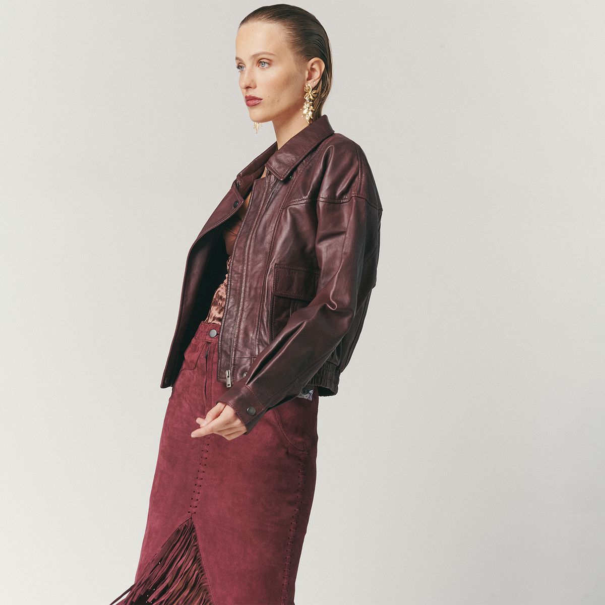 HER - Chaqueta Bomber 100% Cuero Mujer Her