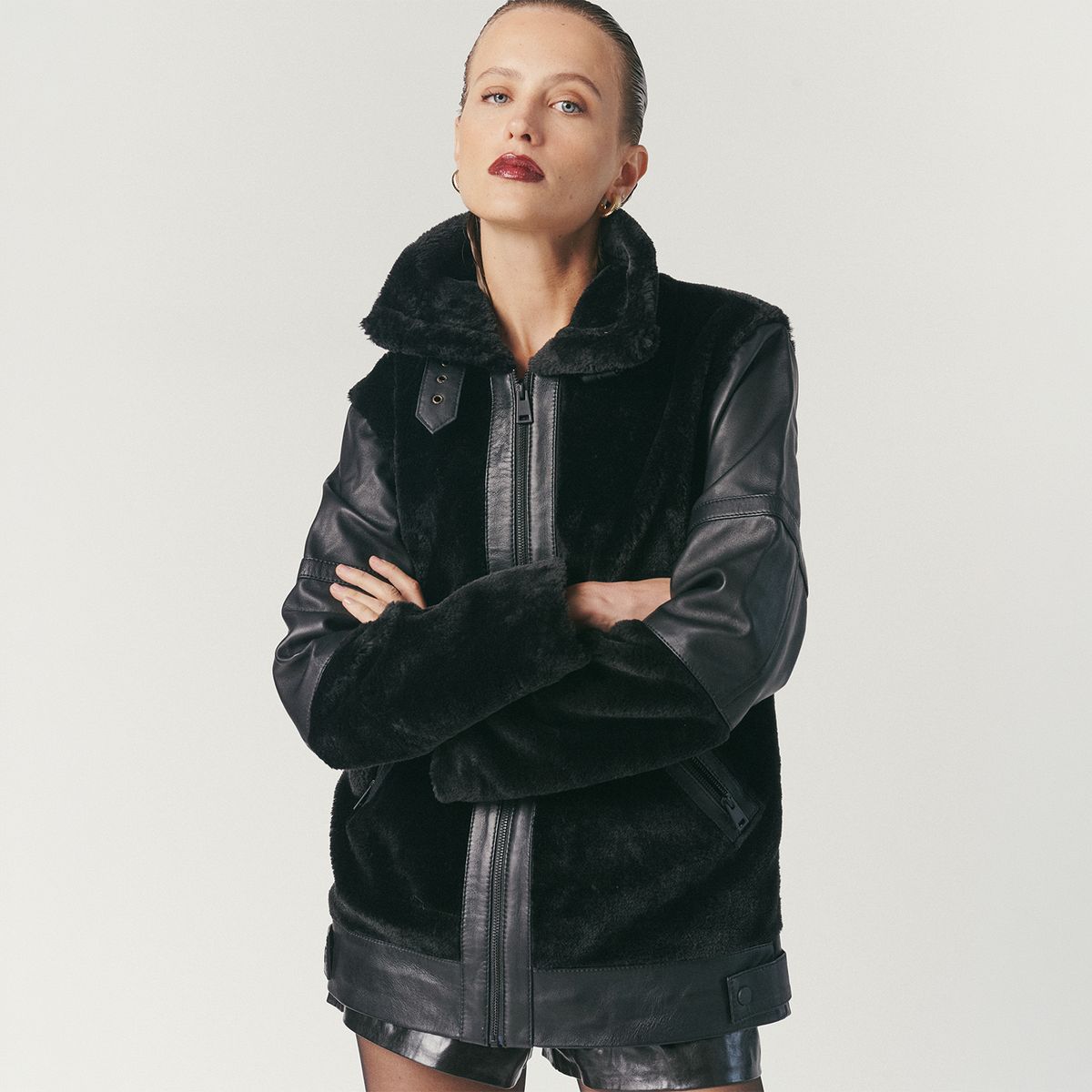 HER - Chaqueta Fur 100% Cuero Mujer Her
