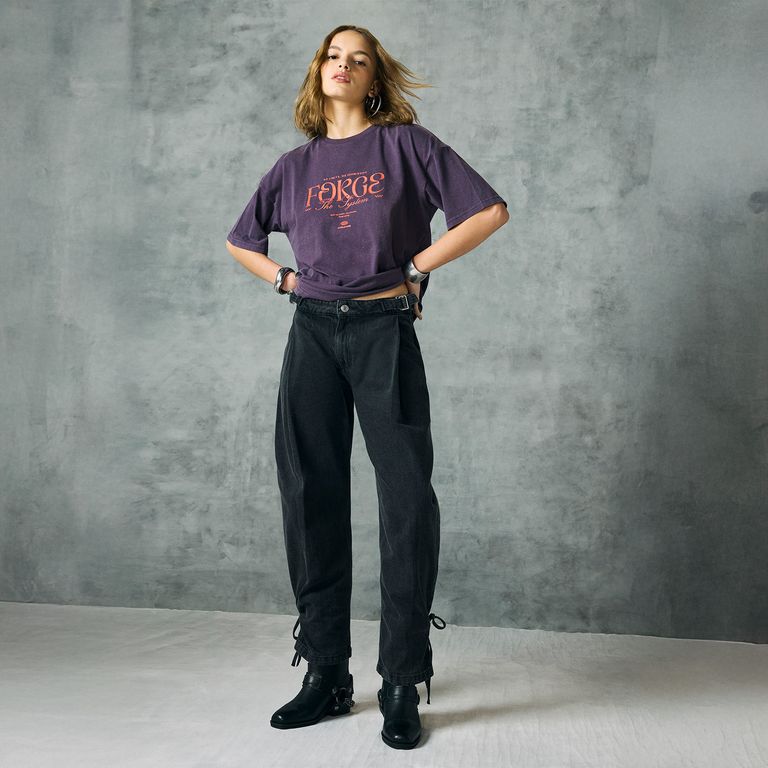 Jeans Balloon Tiro Medio Mujer