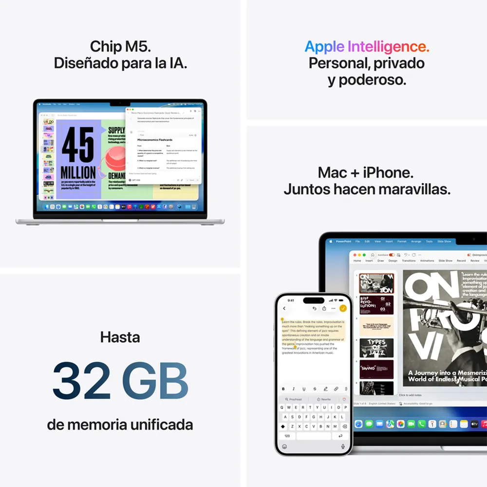 MacBook Air 15.3" (Chip M5 (10n CPU, 10n GPU), 16GB RAM) - Blanco Estelar / 512 GB, foto 8