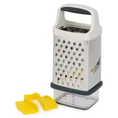 JOSEPH JOSEPH - Rallador Acero Inoxidable con Bowl Medidor y Protector Dedos Milti Grip