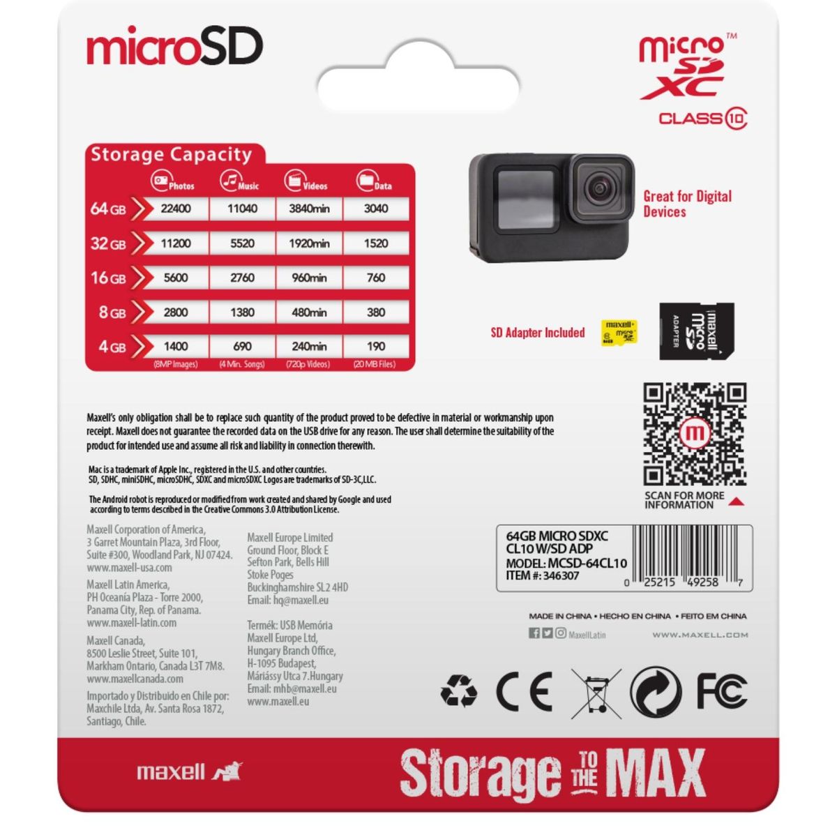 MAXELL - Micro SD Maxell 64GB Cl10