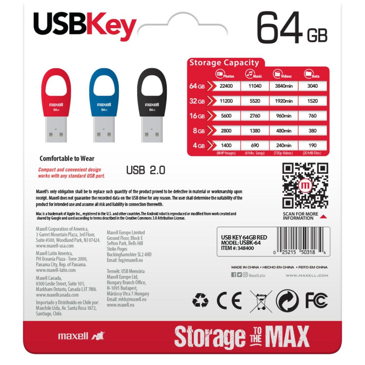 MAXELL - Pendrive Maxell Key 64Gb Red