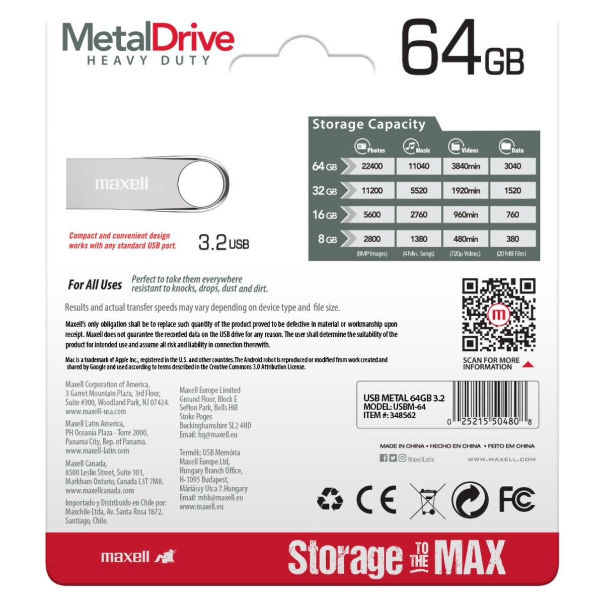 MAXELL - Pendrive Maxell Metal 64Gb
