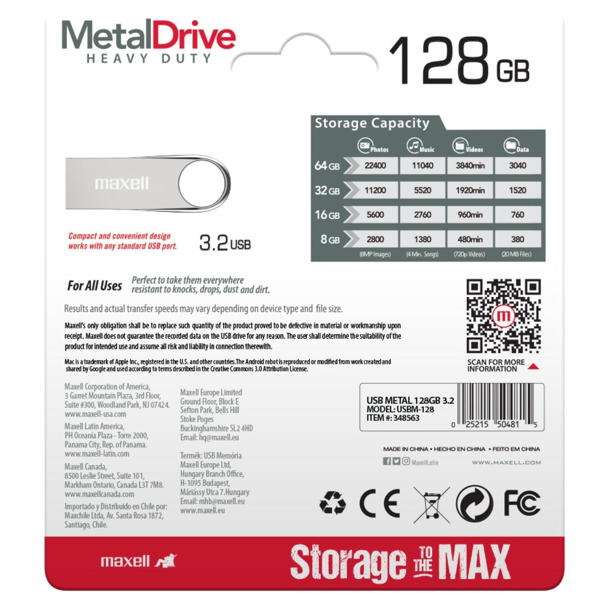 MAXELL - Pendrive Maxell Metal 128GB 3