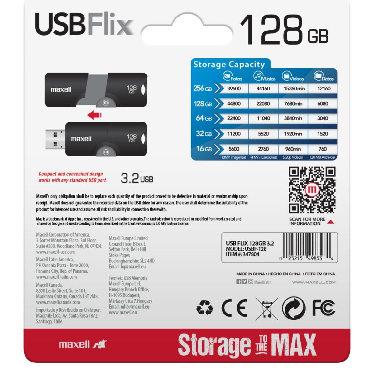 MAXELL - Pendrive Maxell 128GB