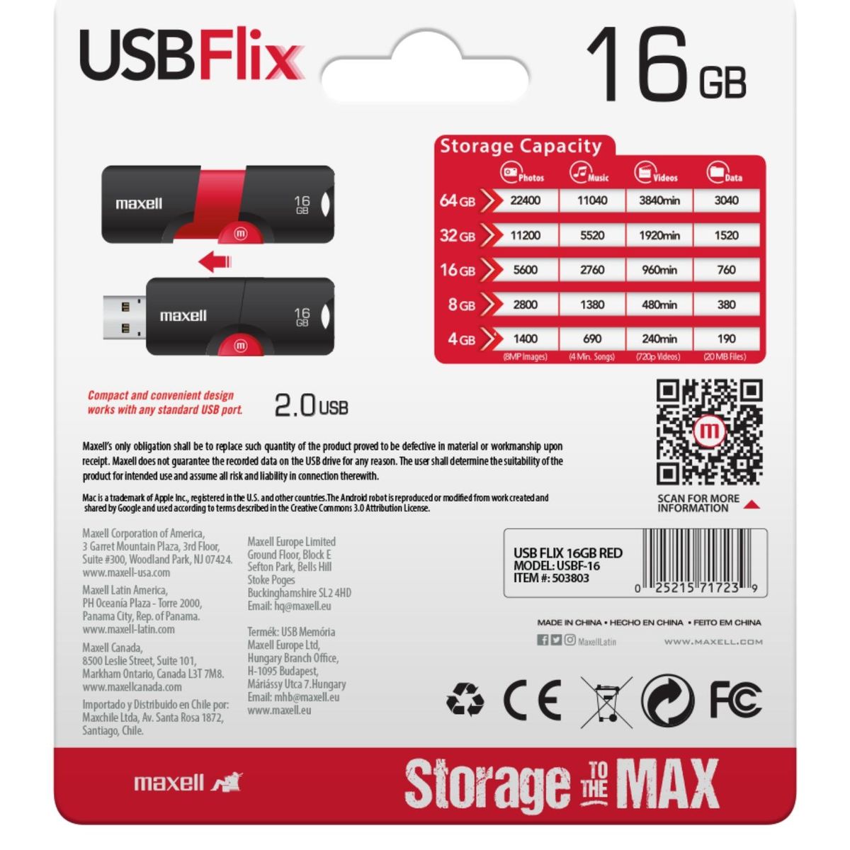 MAXELL - Pendrive Maxell 16Gb Negro