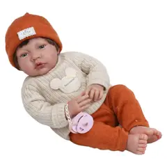 KIDSCOOL - Muñeca Niño Bebé Realista 40cm 12 Sonidos de Apego Celeste