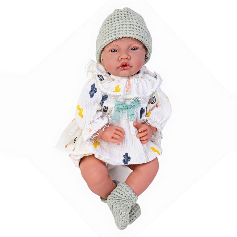 Muñeca Bebé Realista 40cm 12 Sonidos de Apego Beige