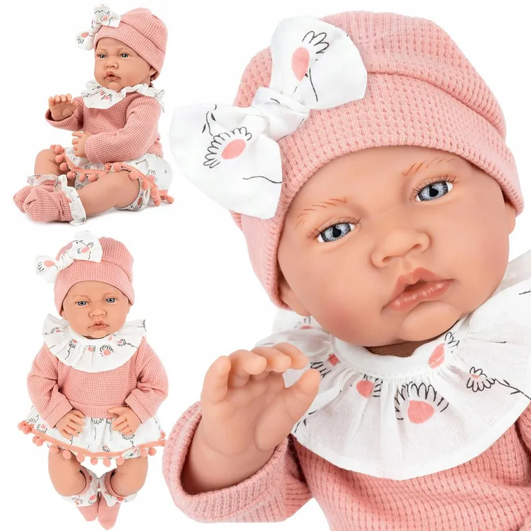 Muñeca Bebé Realista 40cm 12 Sonidos de Apego Rosado