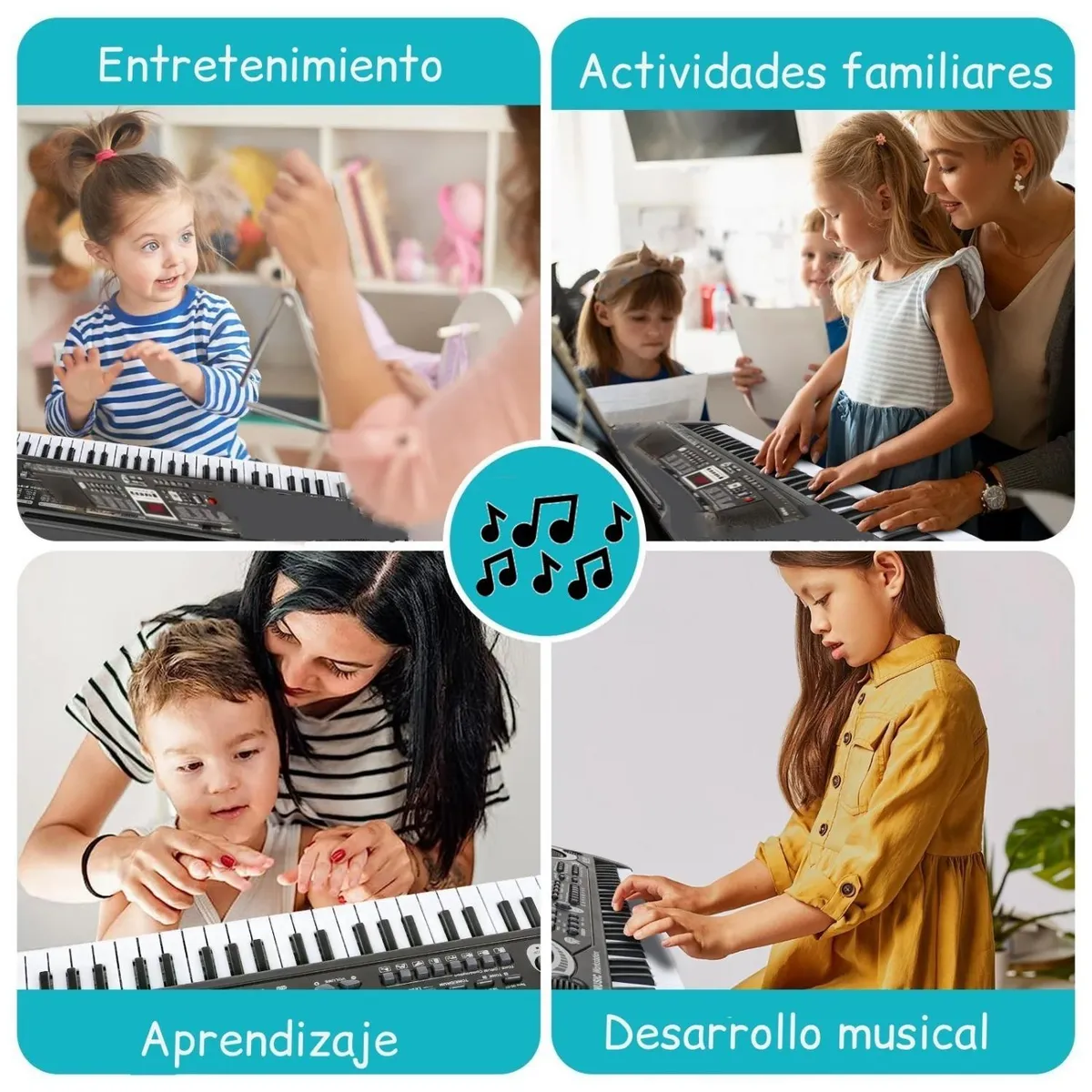 KIDSCOOL - Teclado Electrónico Portátil Kidscool Negro 61 Teclas Principiantes desde 3 años
