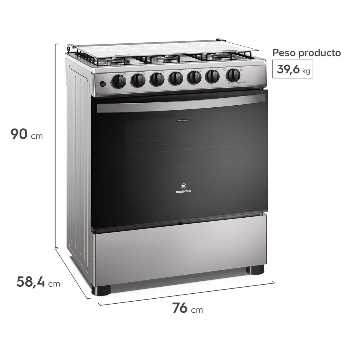 Cocina a gas 6Q FM6LSC Inox Mademsa, marca MADEMSA - Foto 2