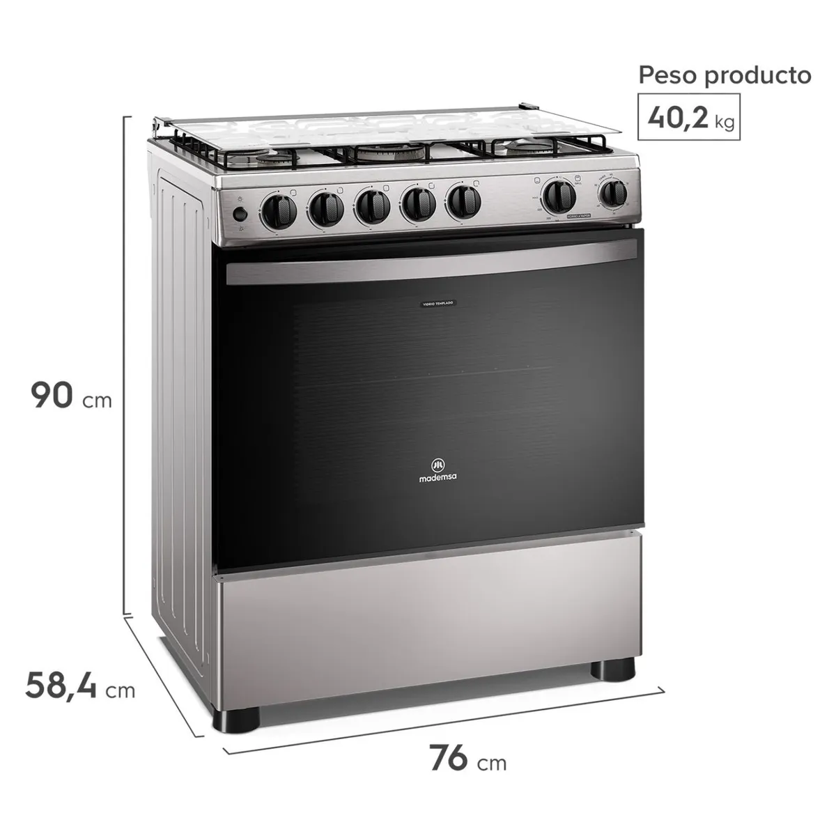 Cocina a gas 5Q FM5SSC Inox Mademsa, marca MADEMSA - Foto 2