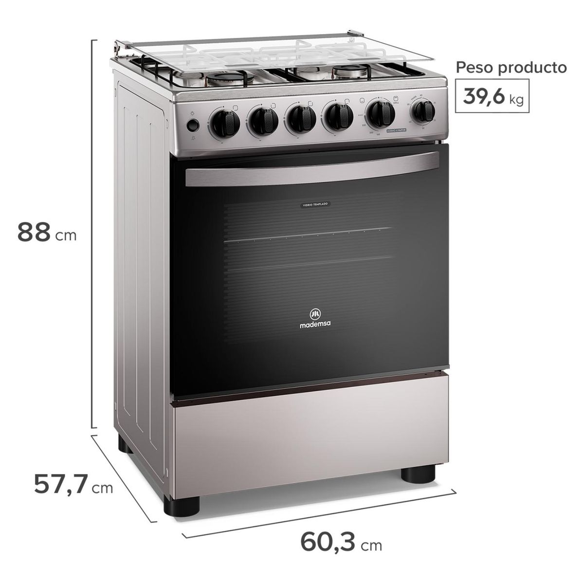 MADEMSA - Cocina a gas 4Q FM4TSC Gris Mademsa