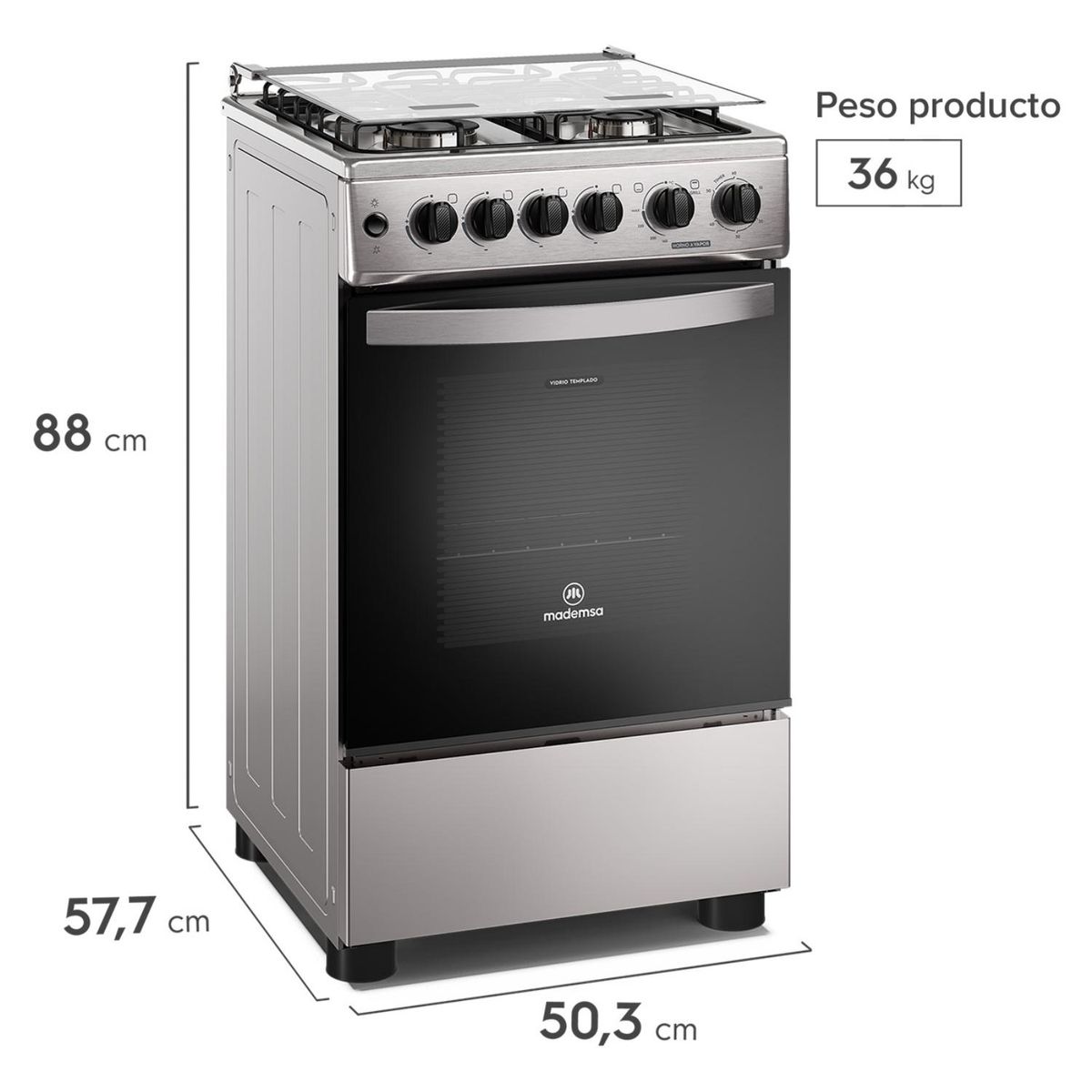 Cocina a Gas 4Q FM4FSC Inox Mademsa, marca MADEMSA - Foto 2