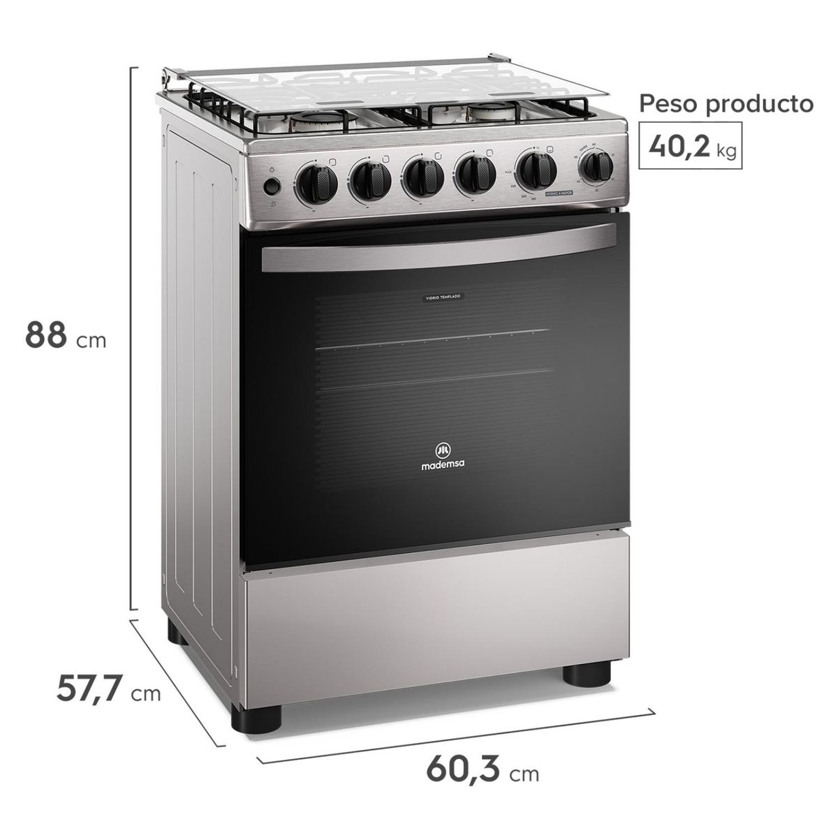Cocina a gas 4Q FM4PSC Inox Mademsa, marca MADEMSA - Foto 2