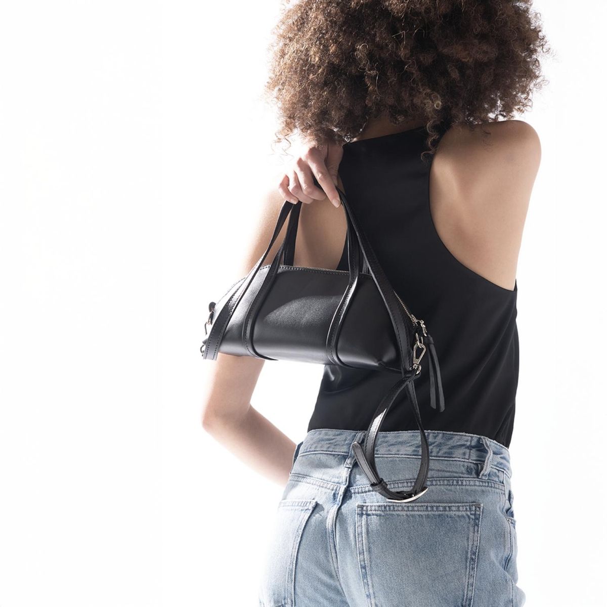 CAROLINA FLORES HANDMADE - Bolso Noelle Negro 100% Cuero Carolina Flores Handmade