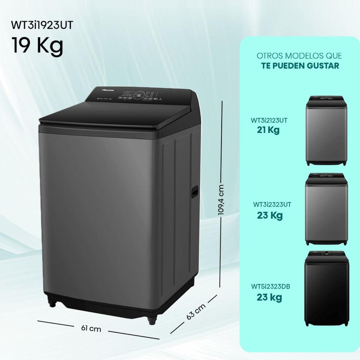 Lavadora Carga Superior WT3I1923UT 19 Kg  Hisense, marca HISENSE - Foto 2