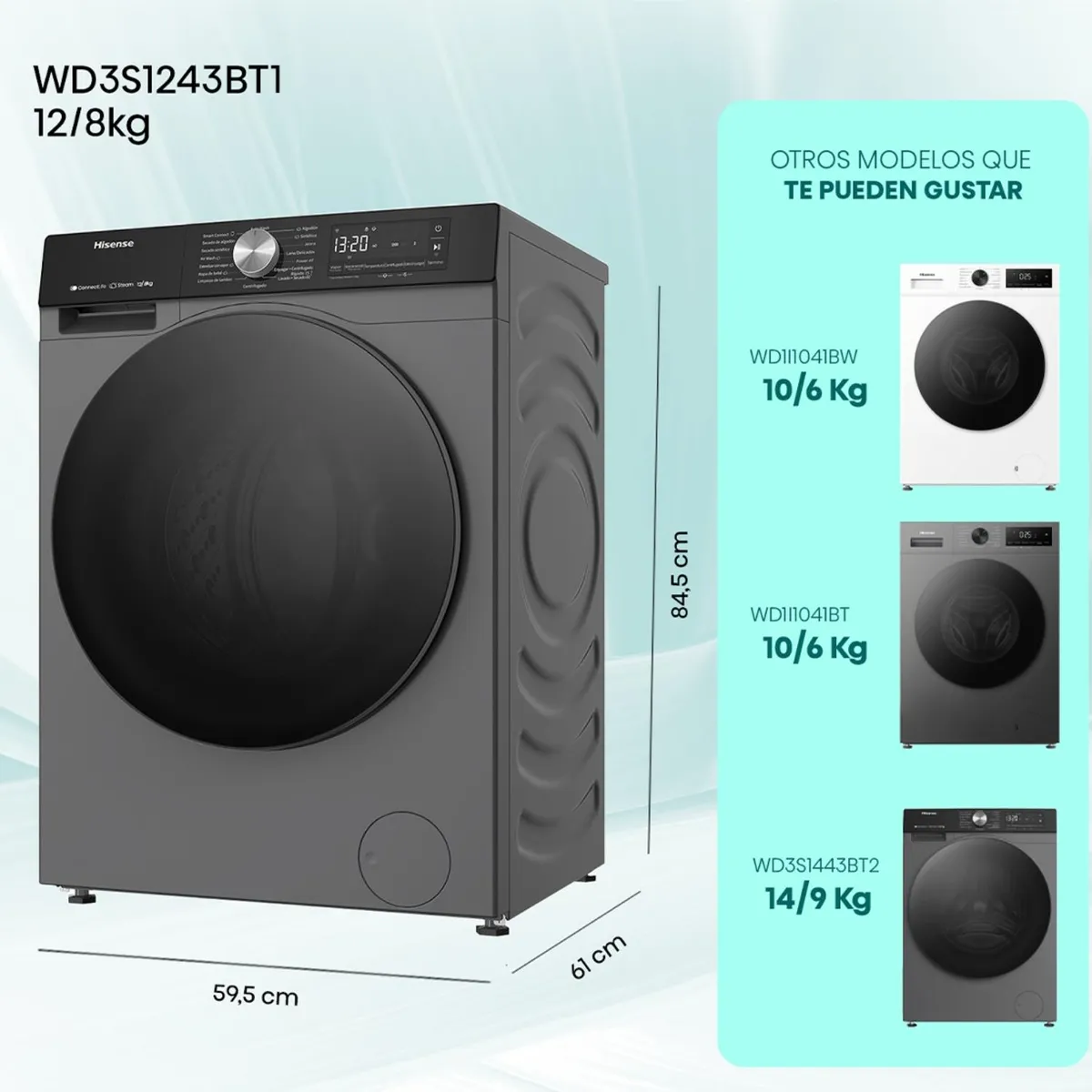 HISENSE - Lavadora Secadora WD3S1243BT1 12 Kg / 8 Hisense