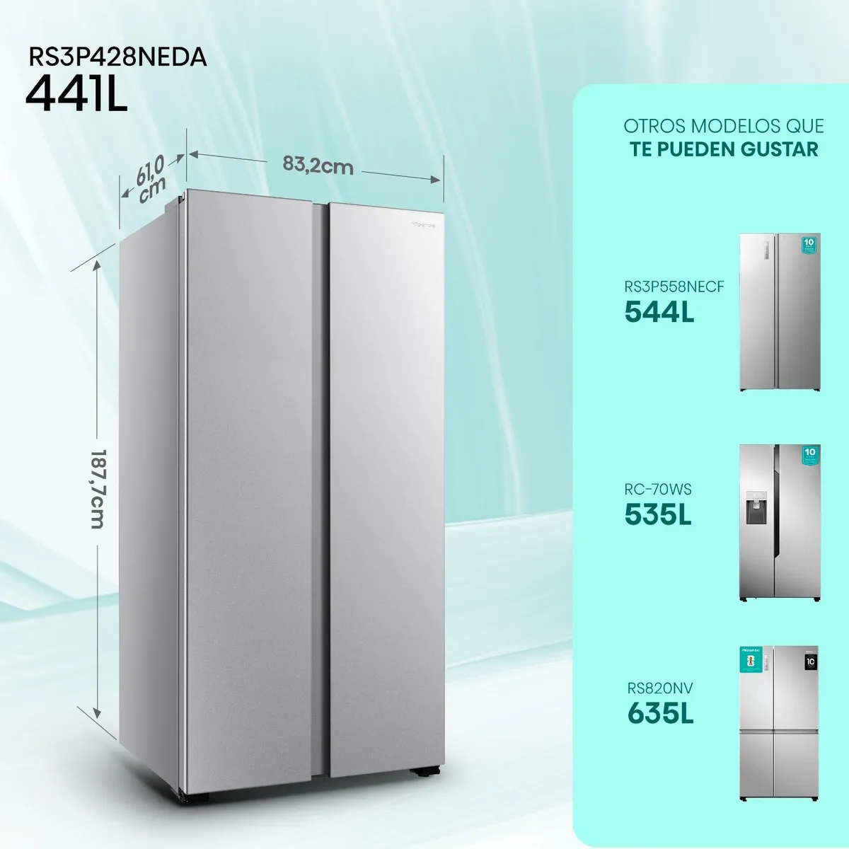 HISENSE - Refrigerador Side By Side 441 Lts No Frost RS3P428NEDA Hisense