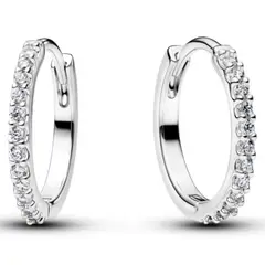 PANDORA - Aretes De Aro Mini Onda Resplandeciente Plateados