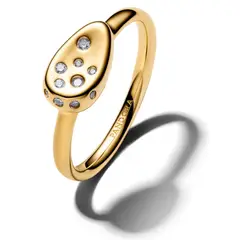 PANDORA - Anillo Sello Ovalado Mediano Engastado Con Piedras
