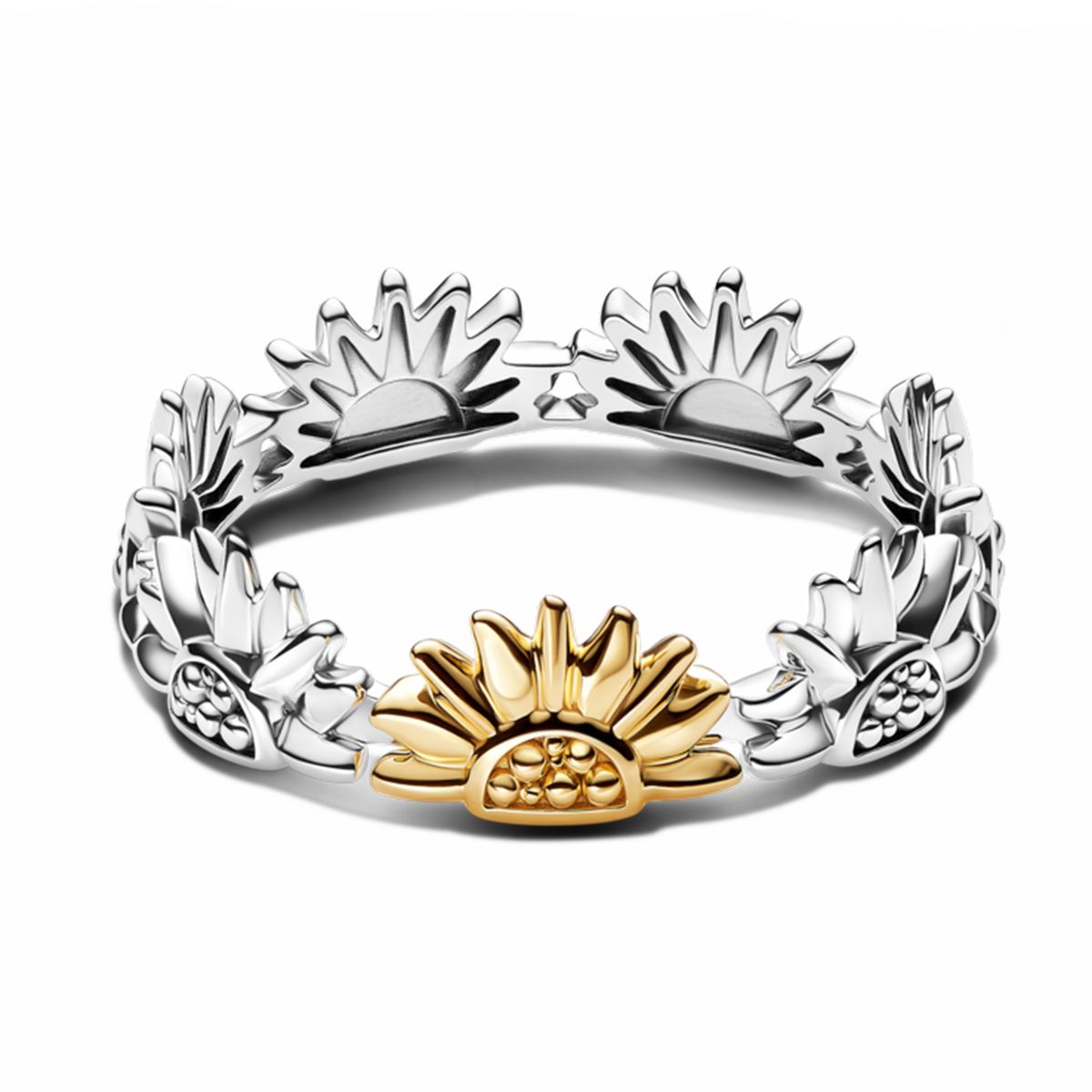 PANDORA - Anillo Girasol En Banda De Dos Tonos Pandora