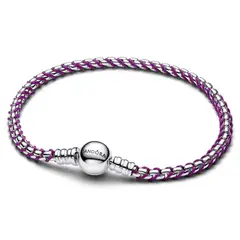 PANDORA - Brazalete De Cadena Tipo Caja De Cordón Púrpura