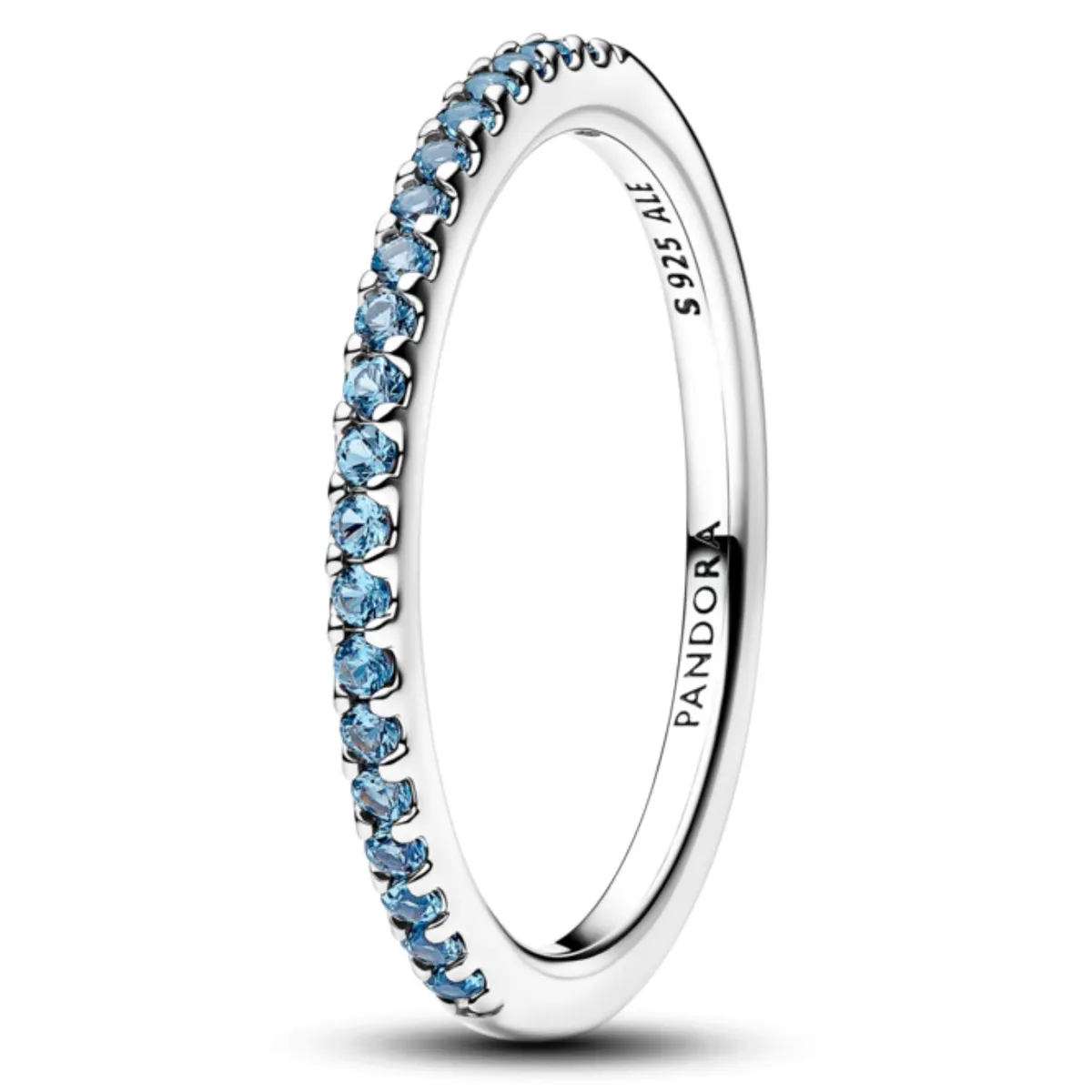 PANDORA - Anillo Eternidad Media Banda Aguamarina Resplandeciente Pandora