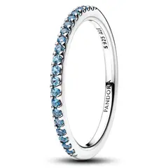 PANDORA - Anillo Eternidad Media Banda Aguamarina Resplandeciente