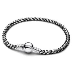 PANDORA - Brazalete De Cadena Tipo Caja De Cordón Negro