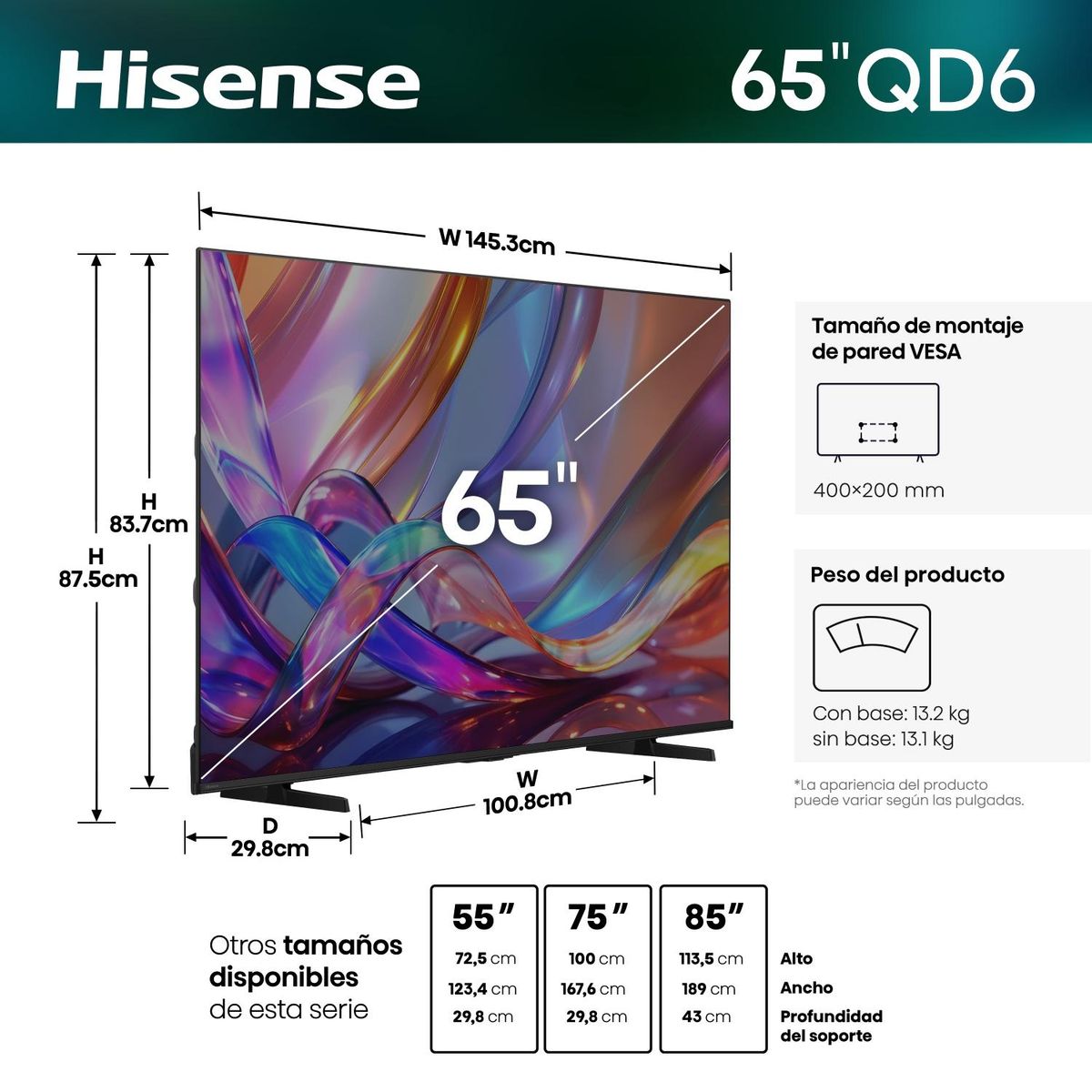 HISENSE - QLED Smart Tv 65" QD68SG Hisense