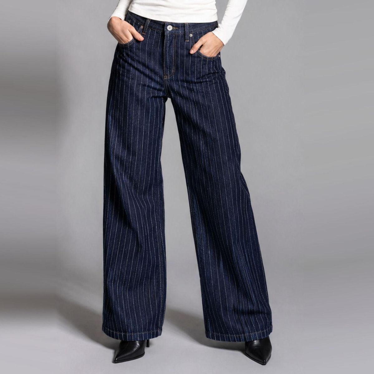 LOLITA LPK - Jeans Wide Leg Rayas Tiro Bajo Azul R Mujer Lolita LPK