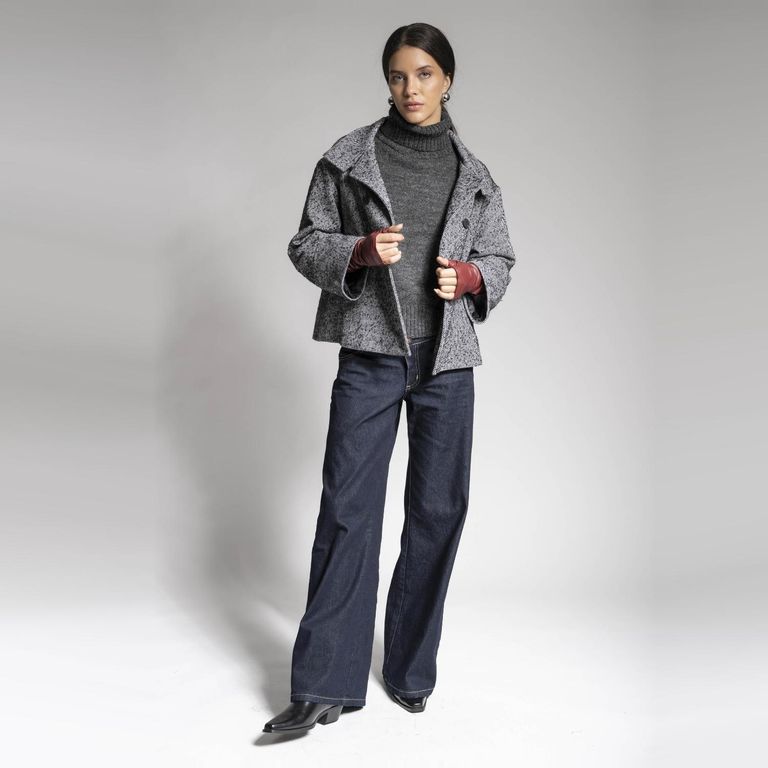 Jeans Wide Leg Tiro Bajo Luciana Azul R Mujer