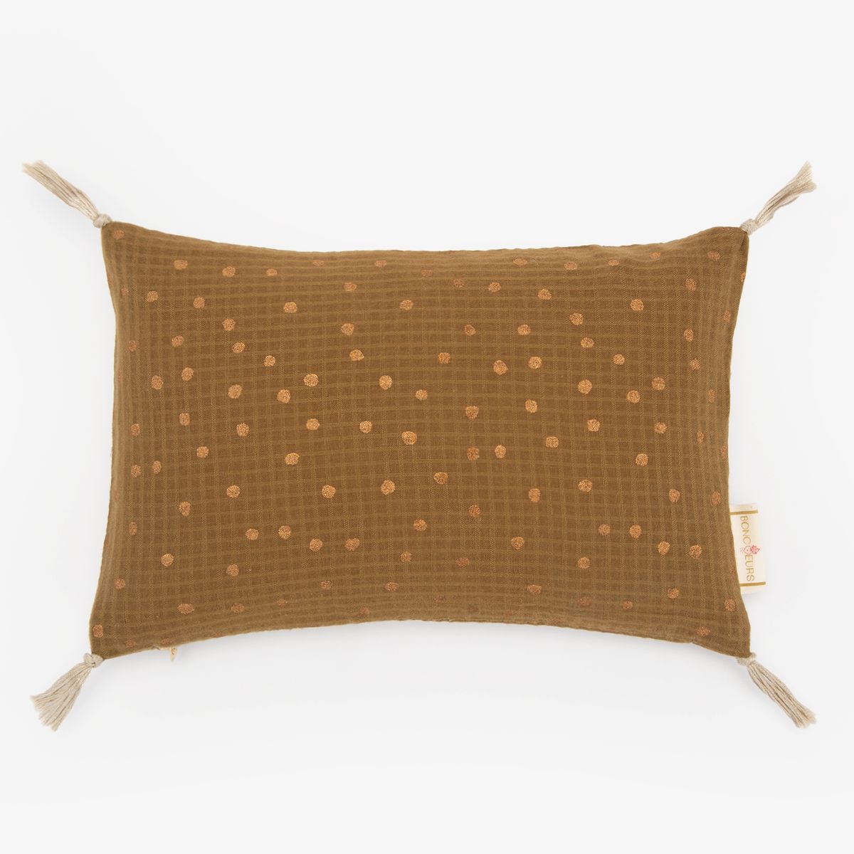 BONCOEURS - Cojín Con Relleno Plumas Mini Dots Ancient Gold 20X30 Cm