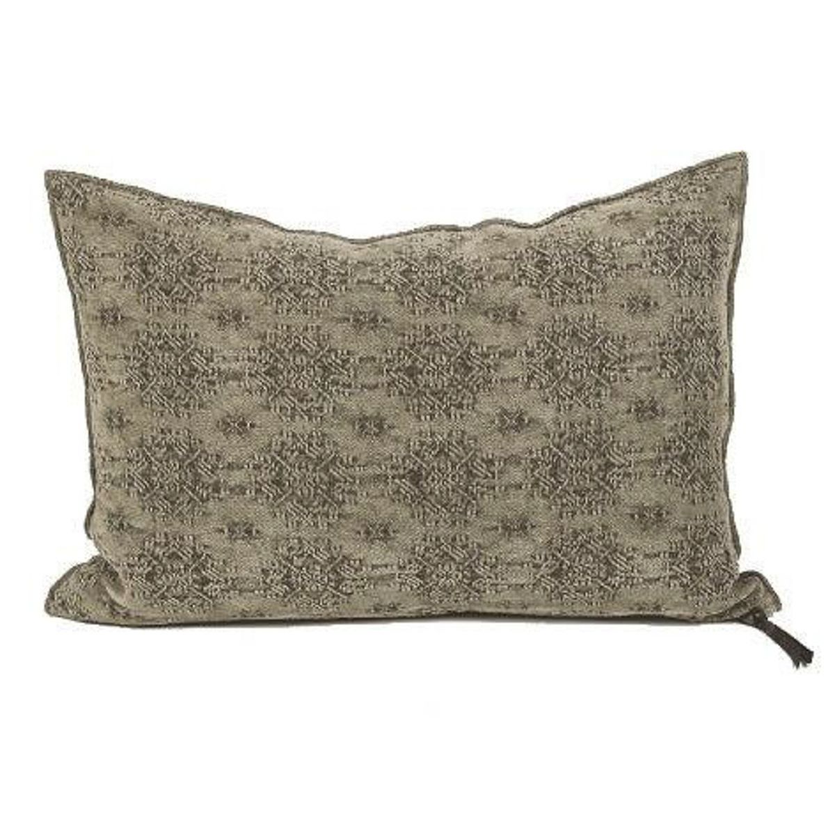 MAISON DE VACANCES - Cojín Con Relleno Plumas Stone Washed Jacquard Kilim Khaki 40X60 Cm