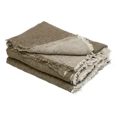 MAISON DE VACANCES - Manta Xl Crumpled Washed Linen Kaki 140X250 Cm