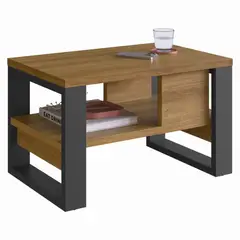 BE DESIGN - Mesa De Centro Moderna Industrial Madera Grafito