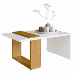 BE DESIGN - Mesa De Centro Nórdica Boho Blanco Miel