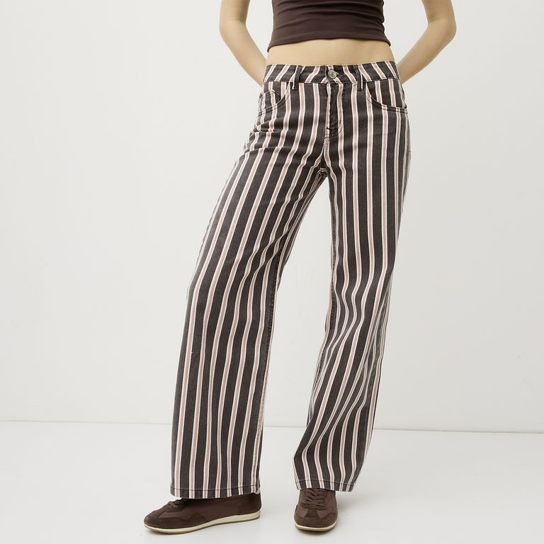 Jeans Rayas Straigth Tiro Medio Mujer