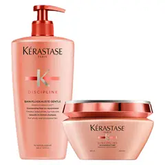KERASTASE - Set Anti-Frizz Shampoo 500ml + Máscara 200ml para Cabello Indisciplinado Discipline Kérastase
