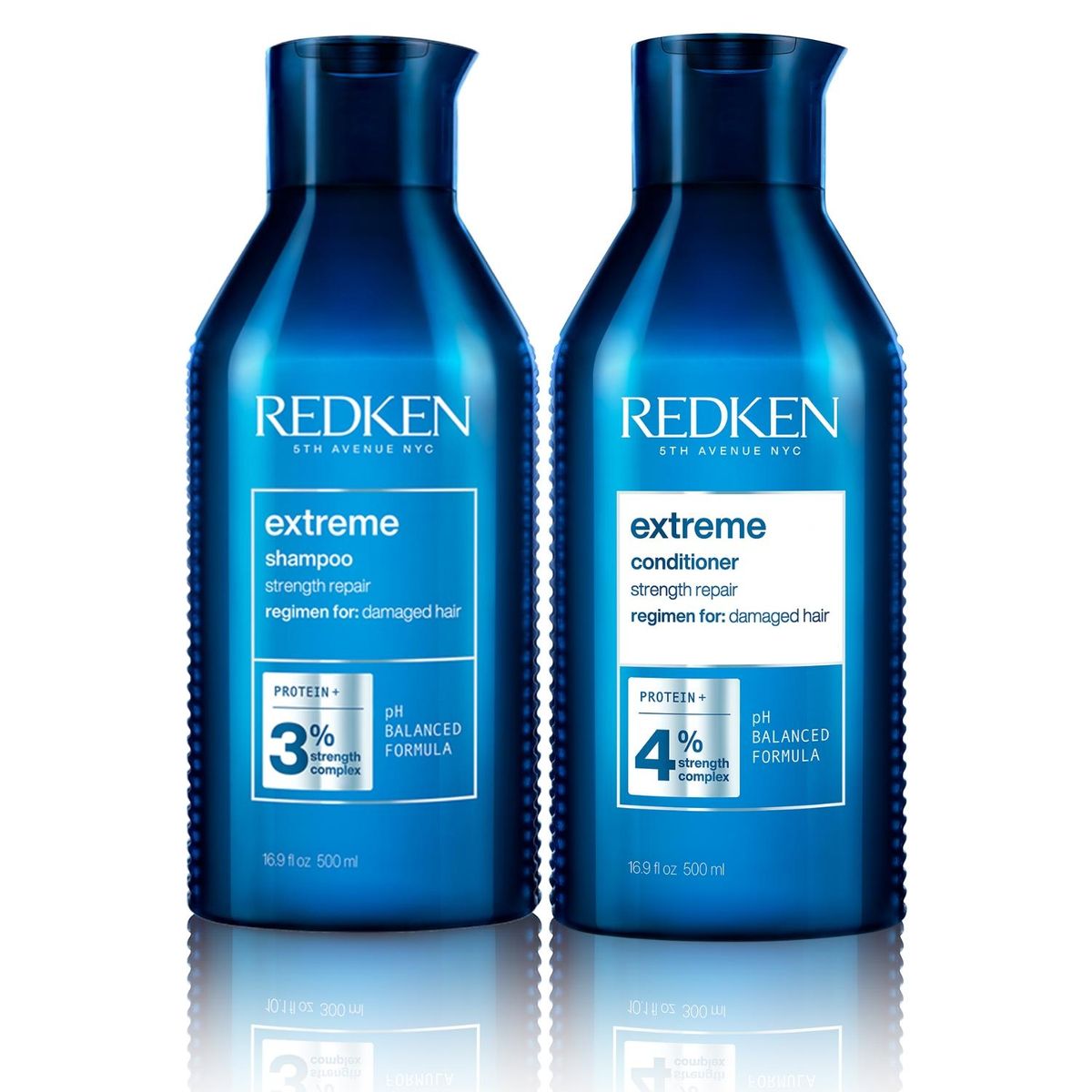 REDKEN - Set XL Reparacion Cabello Dañado Extreme Shampoo 500ml + Acondicionador 500ml Redken