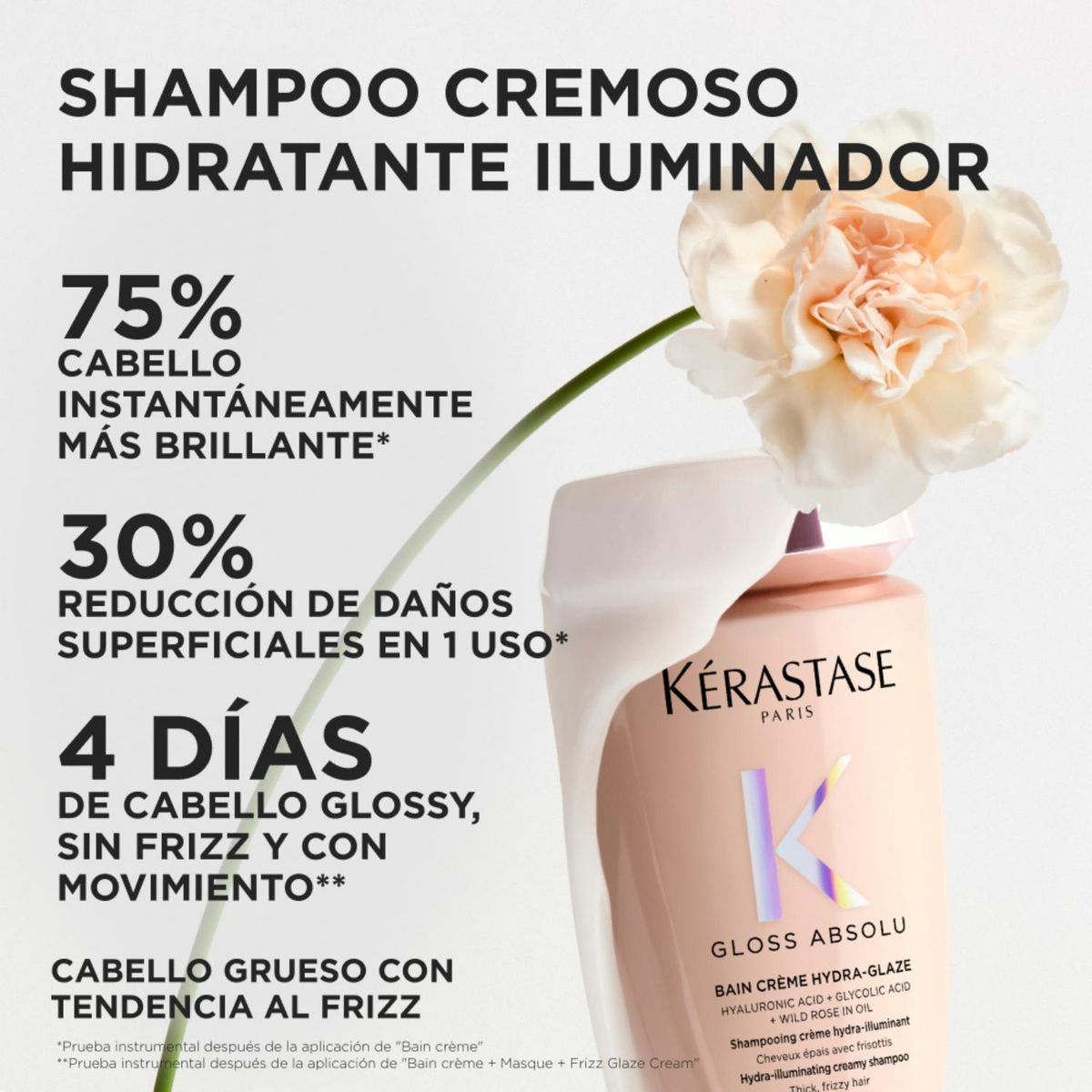 KERASTASE - Shampoo Cabello Grueso Con Tendencia al Frizz Gloss Absolu Bain Hydra-Glaze 250ml Kérastase