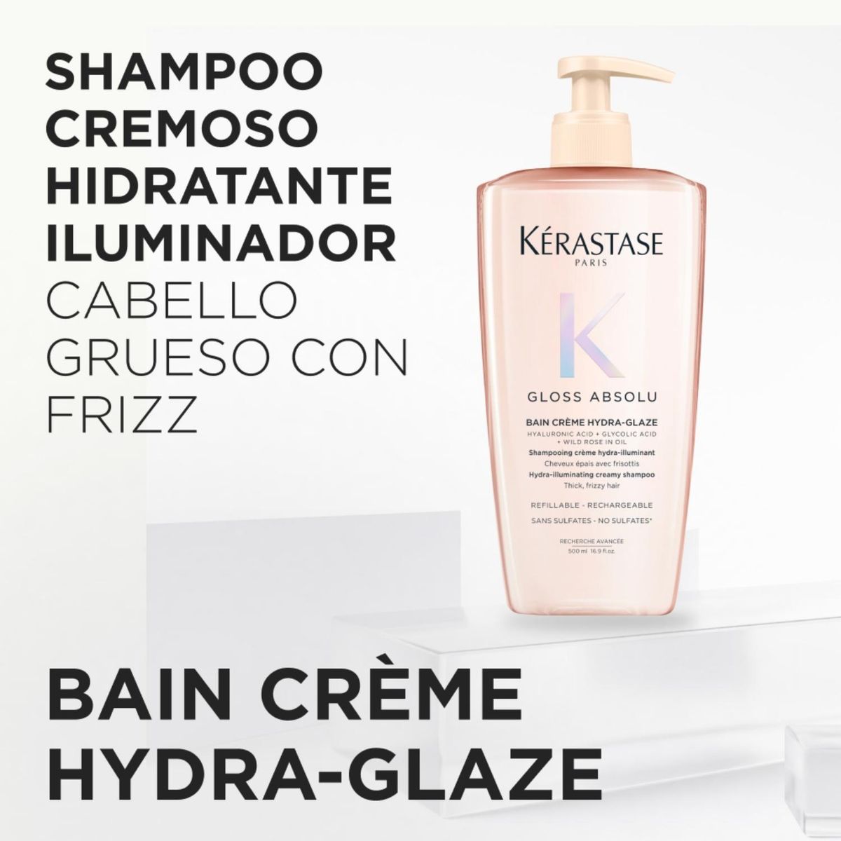 KERASTASE - Shampoo Cabello Grueso Con Tendencia al Frizz Gloss Absolu Bain Hydra-Glaze 500ml Kérastase