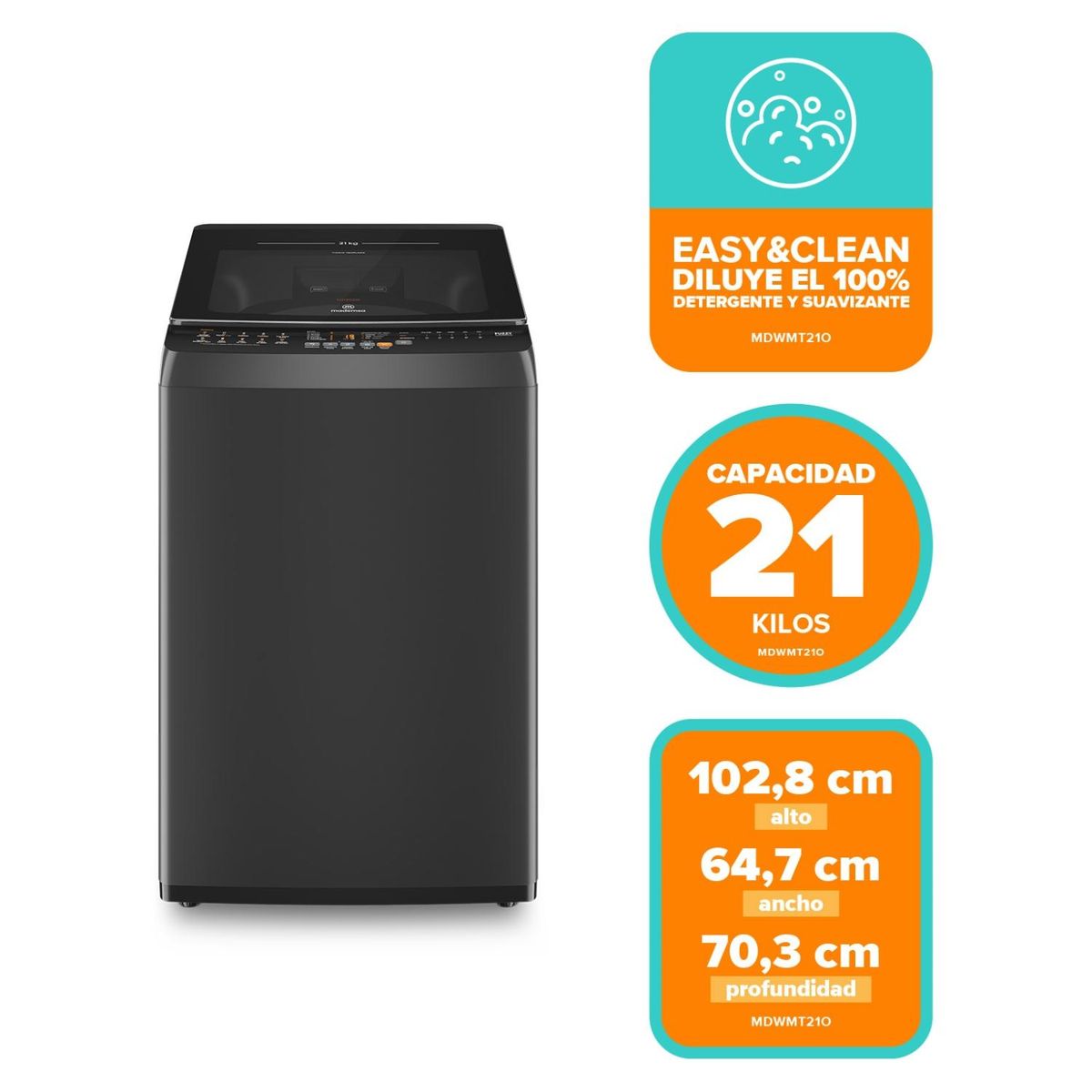 MADEMSA - Lavadora Carga Superior MDWMT21O Mademsa